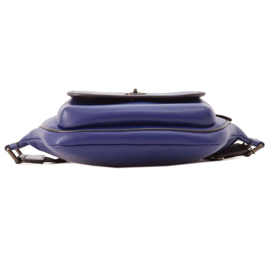 COACH Sling bag C3748 leather blue Simple design Women Used Authentic