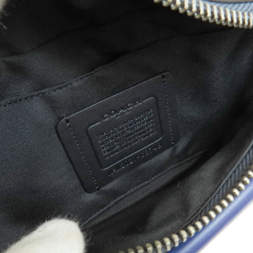 COACH Sling bag C3748 leather blue Simple design Women Used Authentic