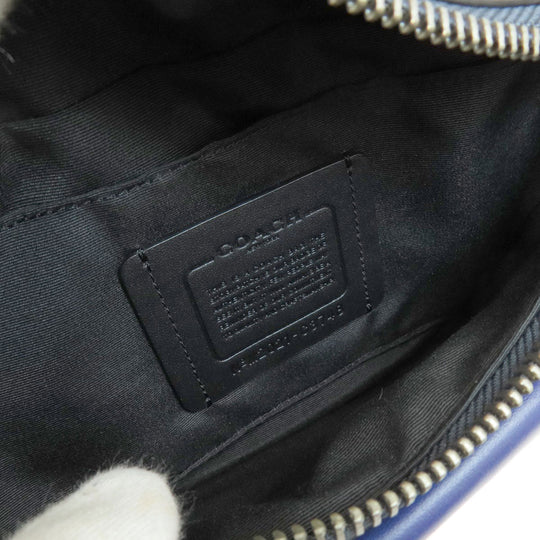 COACH Sling bag C3748 leather blue Simple design Women Used Authentic