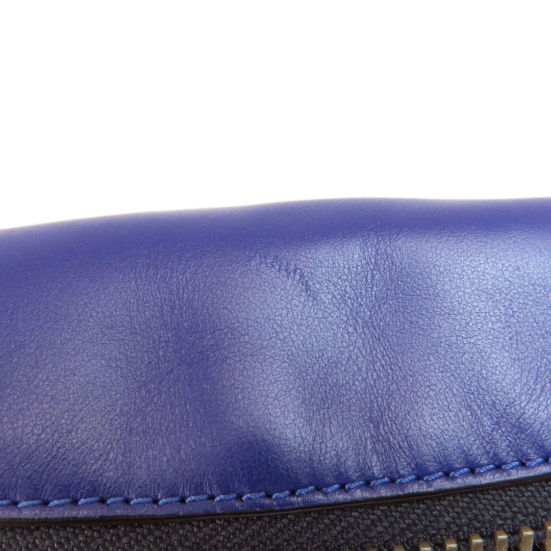 COACH Sling bag C3748 leather blue Simple design Women Used Authentic