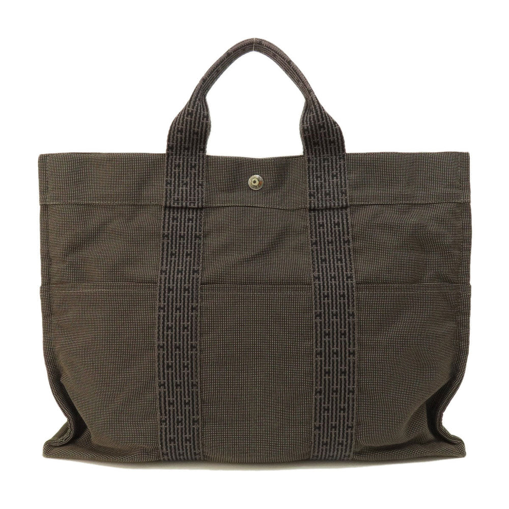 HERMES Tote Bag canvas gray Her LineMM Women Used Authentic