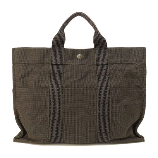 HERMES Tote Bag canvas gray Her LineMM Women Used Authentic
