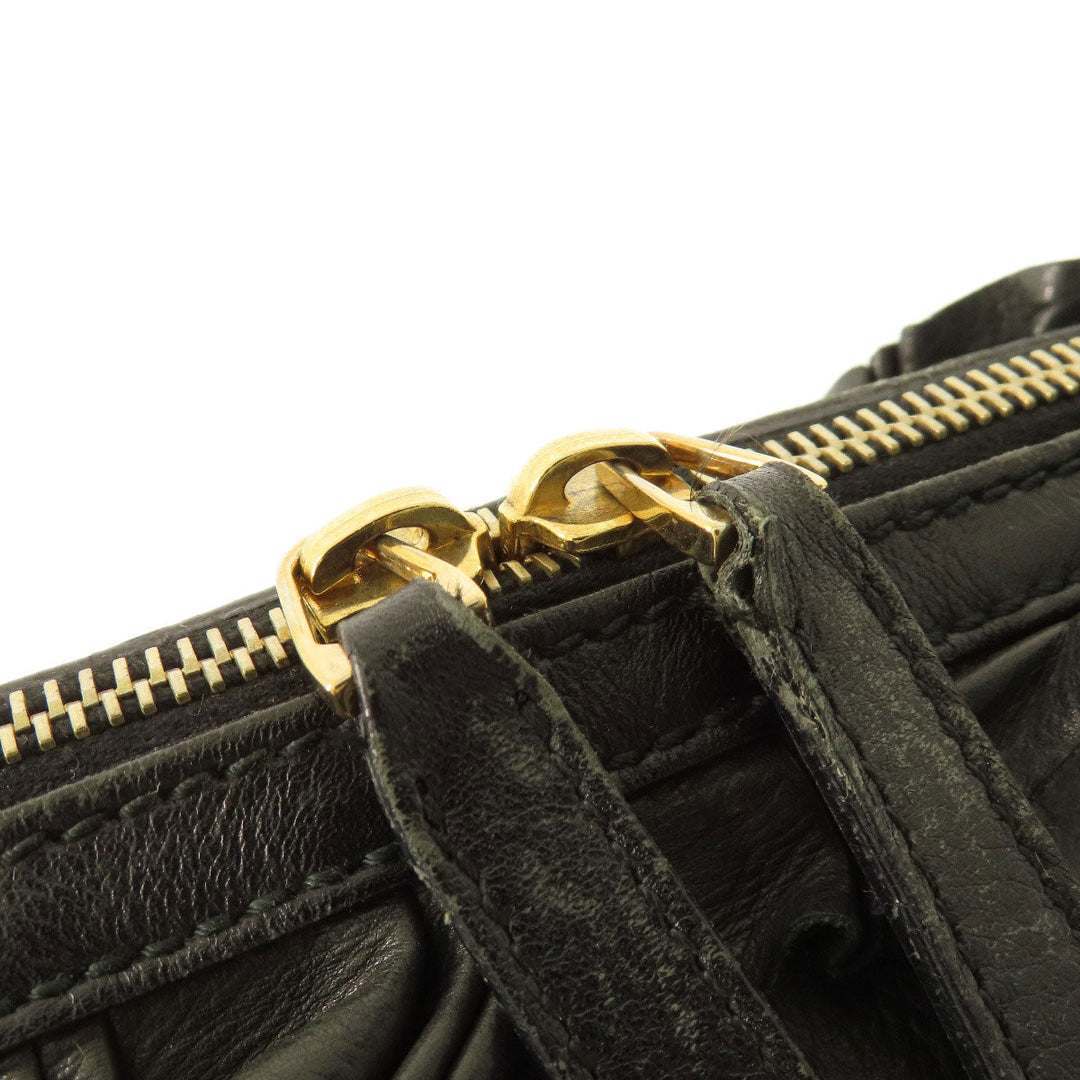 GUCCI Handbag 189848 leather black Frill Women Used Authentic