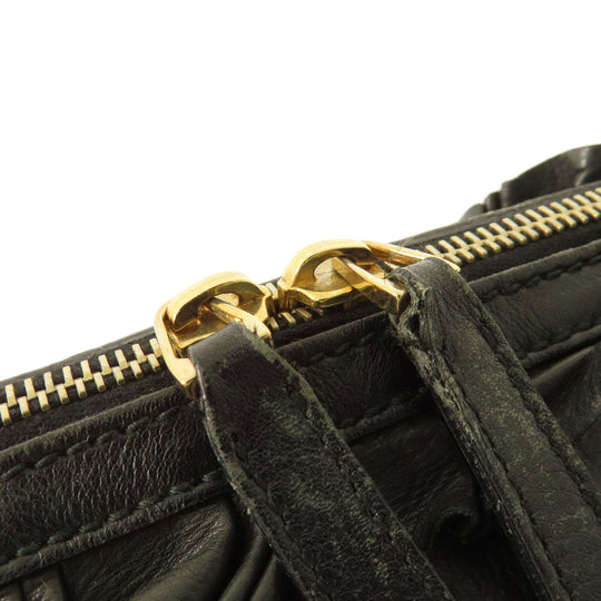GUCCI Handbag 189848 leather black Frill Women Used Authentic