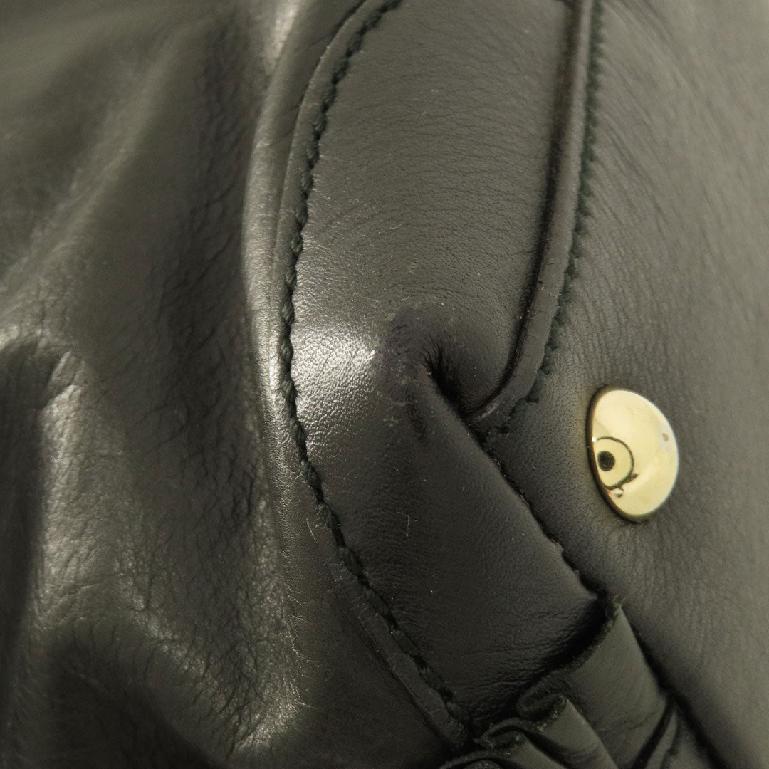 GUCCI Handbag 189848 leather black Frill Women Used Authentic