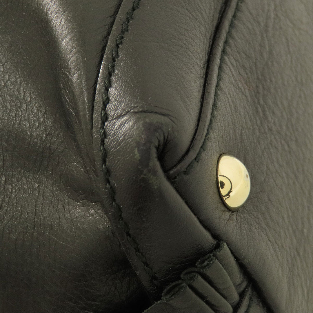 GUCCI Handbag 189848 leather black Frill Women Used Authentic