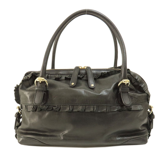 GUCCI Handbag 189848 leather black Frill Women Used Authentic