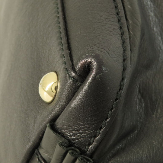 GUCCI Handbag 189848 leather black Frill Women Used Authentic