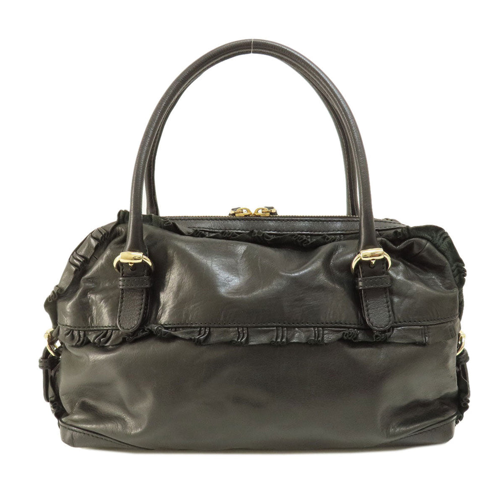GUCCI Handbag 189848 leather black Frill Women Used Authentic