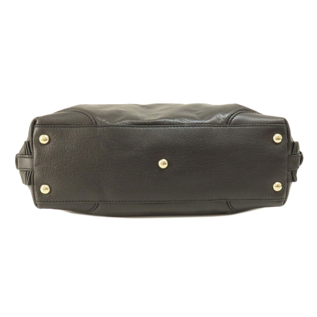 GUCCI Handbag 189848 leather black Frill Women Used Authentic