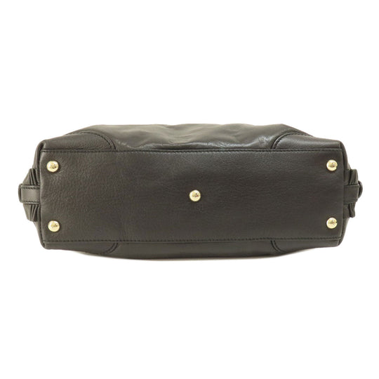 GUCCI Handbag 189848 leather black Frill Women Used Authentic