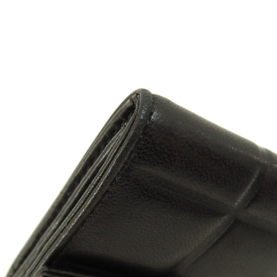CHANEL Bifold Wallet Calfskin black Chocolate Bar Gold Metal Women Used Authentic