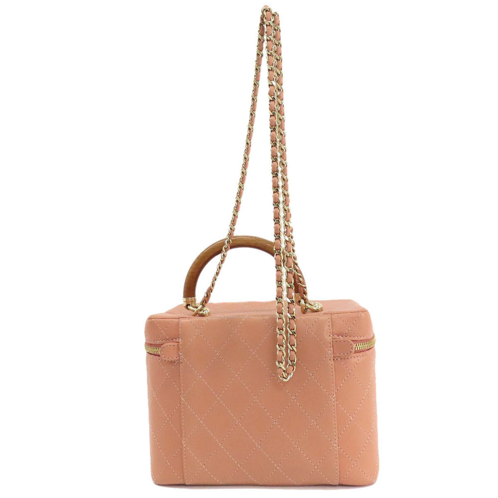 CHANEL Handbag Calfskin pink Vanity 2WAY Gold Metal Women Used Authentic