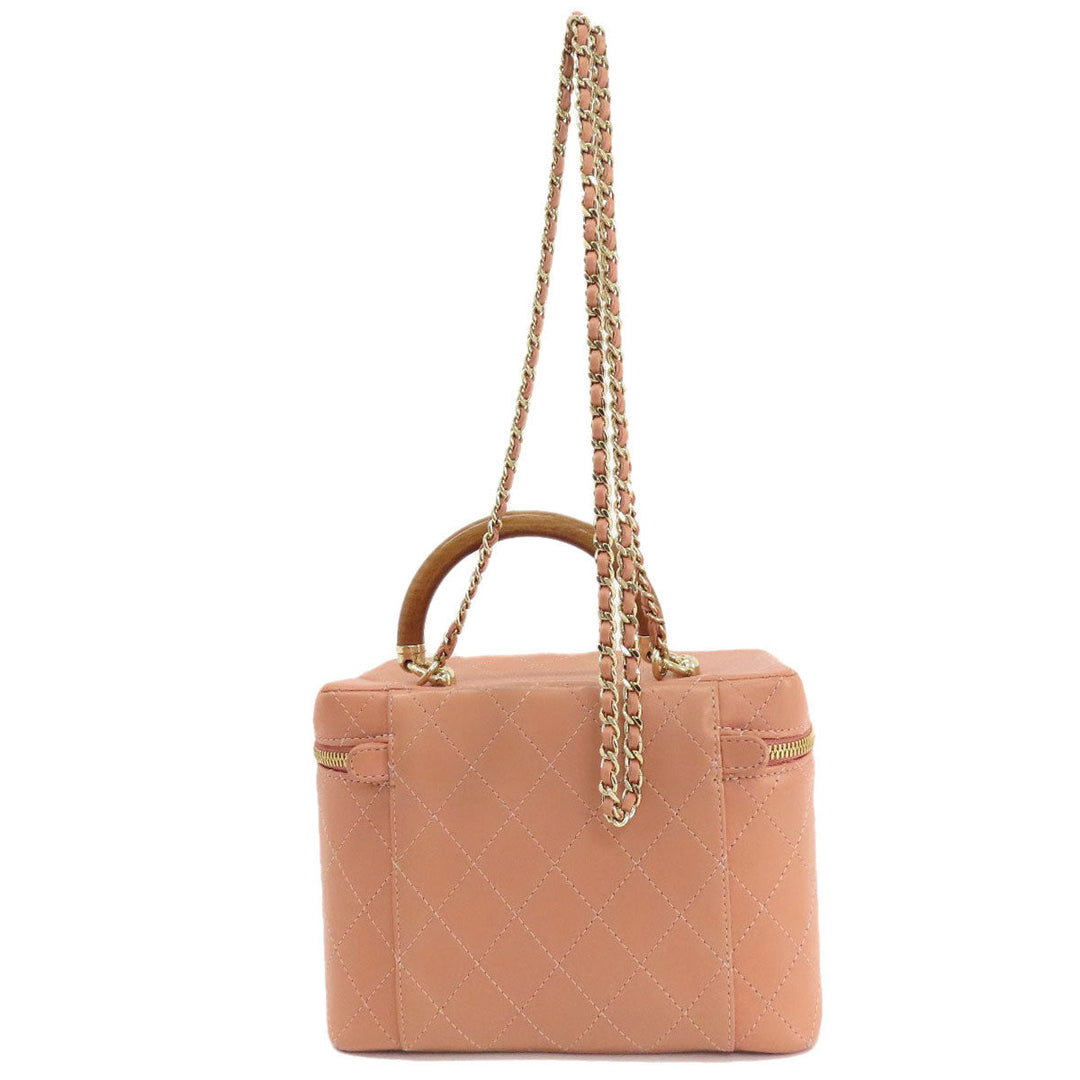 CHANEL Handbag Calfskin pink Vanity 2WAY Gold Metal Women Used Authentic