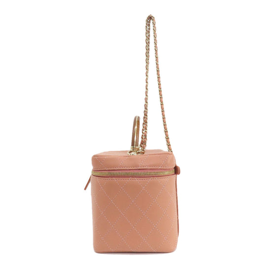 CHANEL Handbag Calfskin pink Vanity 2WAY Gold Metal Women Used Authentic
