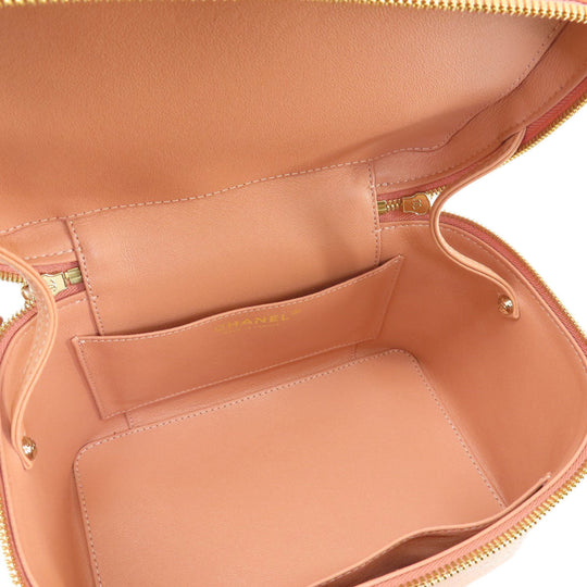 CHANEL Handbag Calfskin pink Vanity 2WAY Gold Metal Women Used Authentic