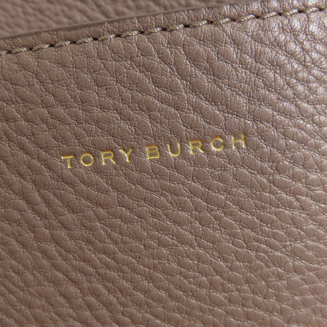 Tory Burch Tote Bag leather Brown logo Women Used Authentic