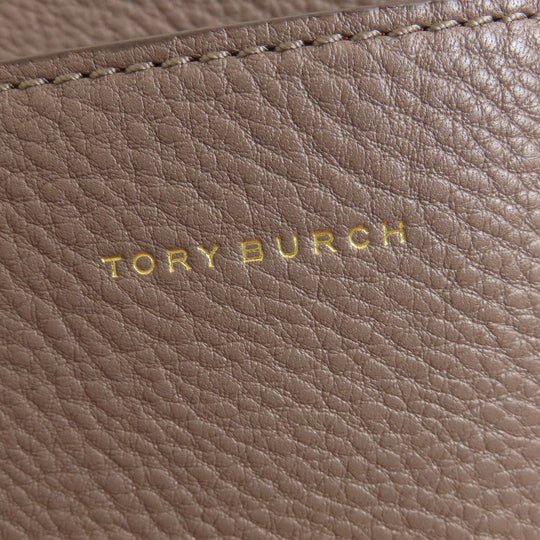 Tory Burch Tote Bag leather Brown logo Women Used Authentic