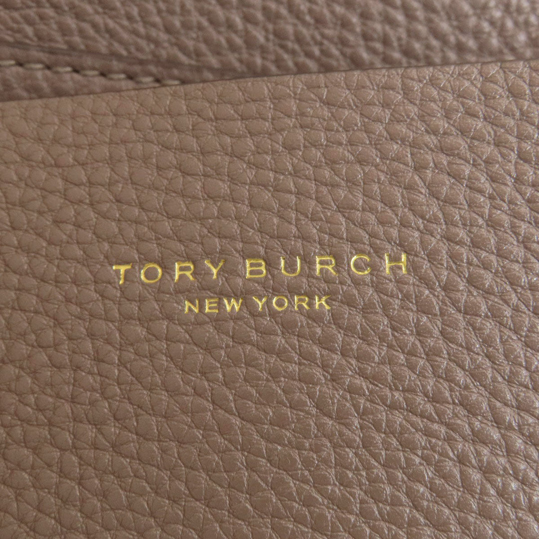 Tory Burch Tote Bag leather Brown logo Women Used Authentic