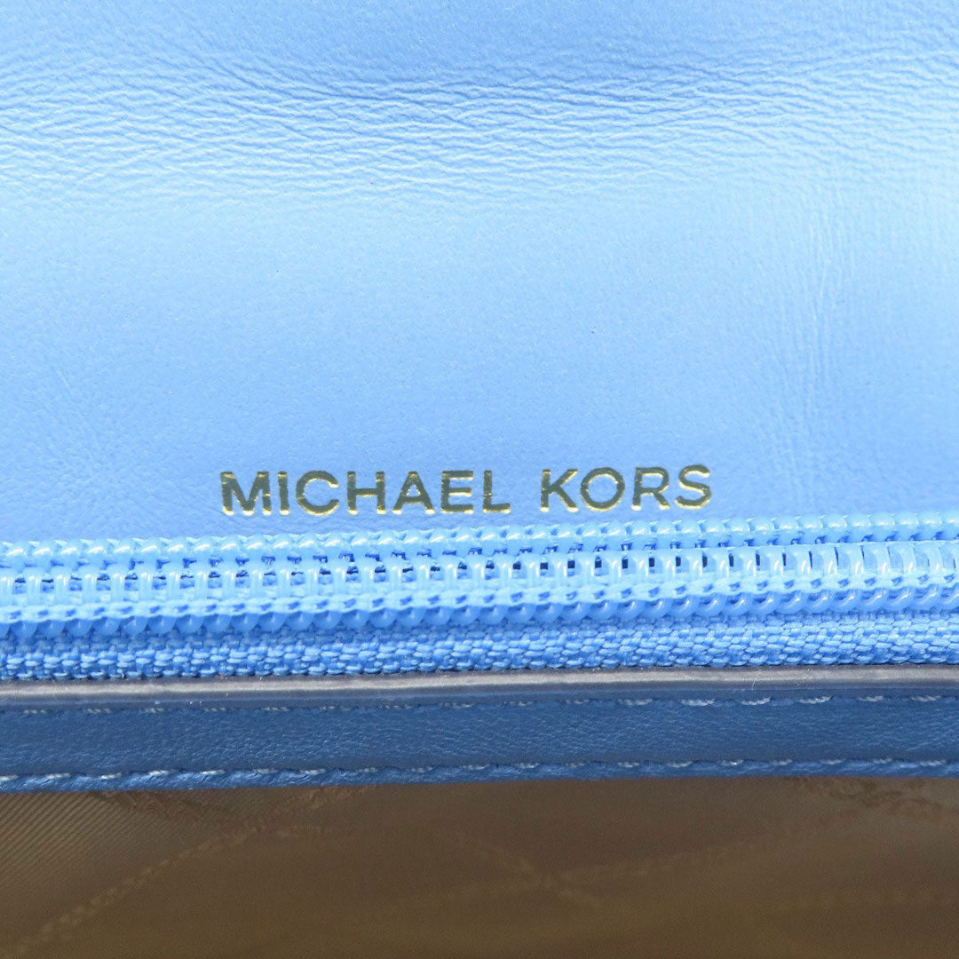 MICHAEL KORS Shoulder Bag leather blue Quilted Studded ChainShoulder Women Used Authentic