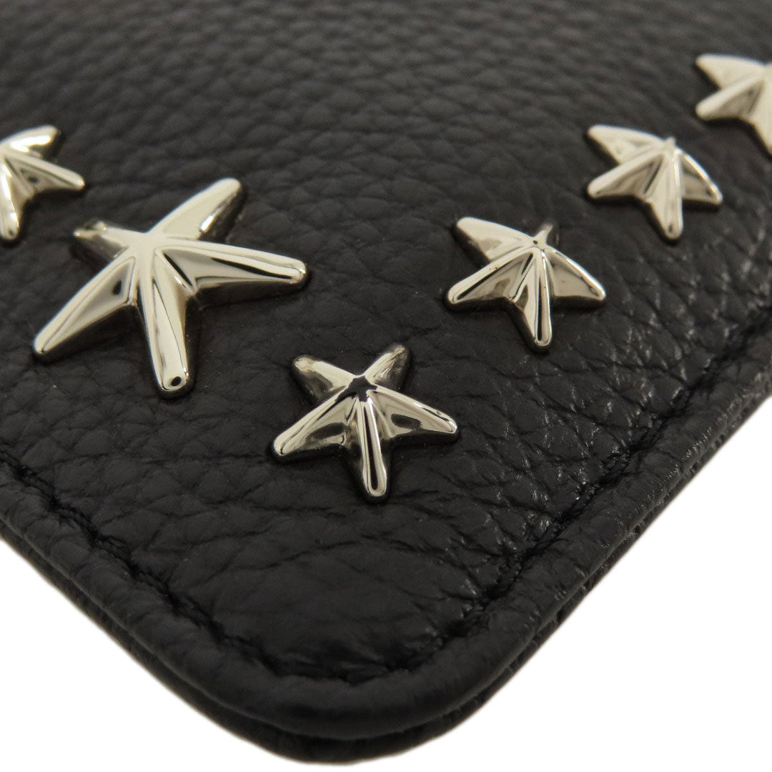 JIMMY CHOO Coin case leather black Star motif Women Used Authentic