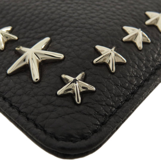 JIMMY CHOO Coin case leather black Star motif Women Used Authentic