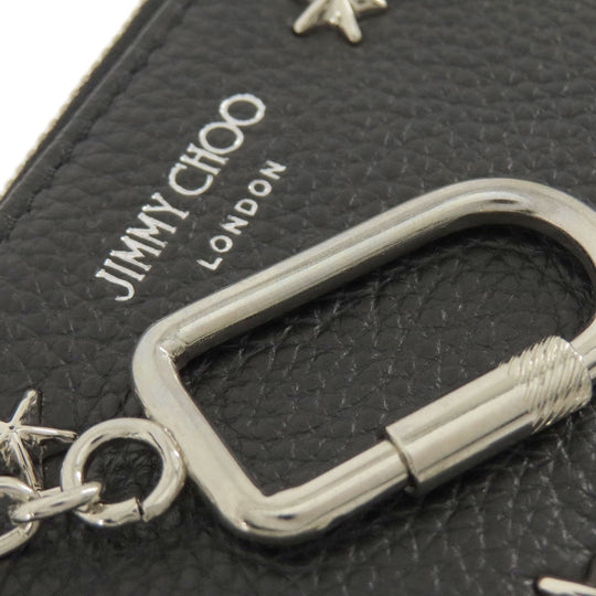 JIMMY CHOO Coin case leather black Star motif Women Used Authentic