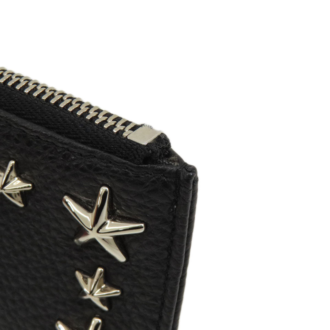 JIMMY CHOO Coin case leather black Star motif Women Used Authentic
