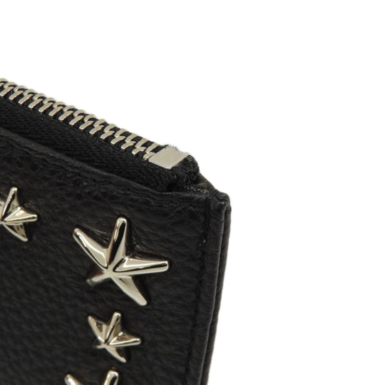 JIMMY CHOO Coin case leather black Star motif Women Used Authentic