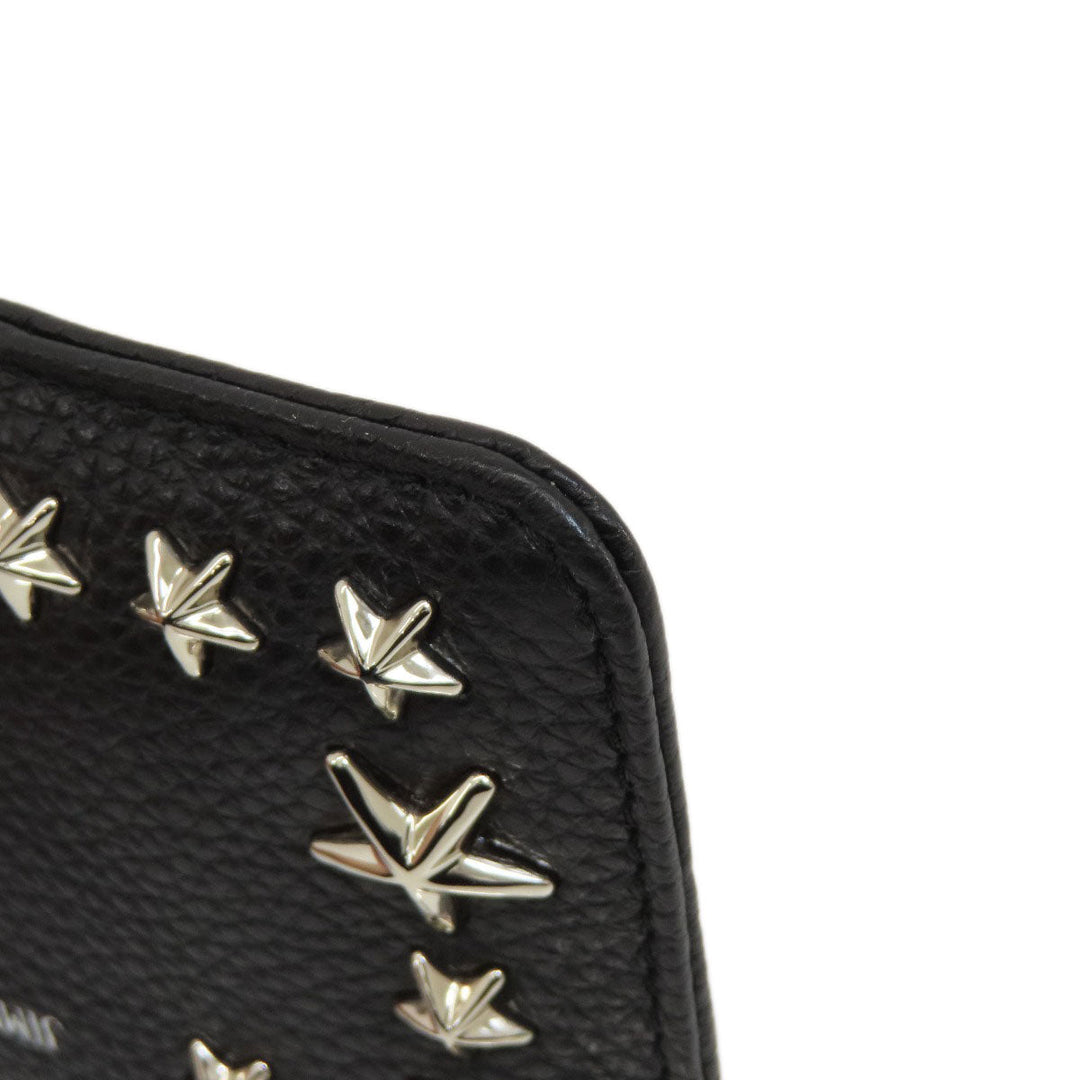 JIMMY CHOO Coin case leather black Star motif Women Used Authentic