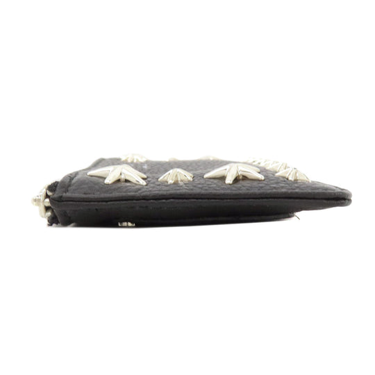JIMMY CHOO Coin case leather black Star motif Women Used Authentic