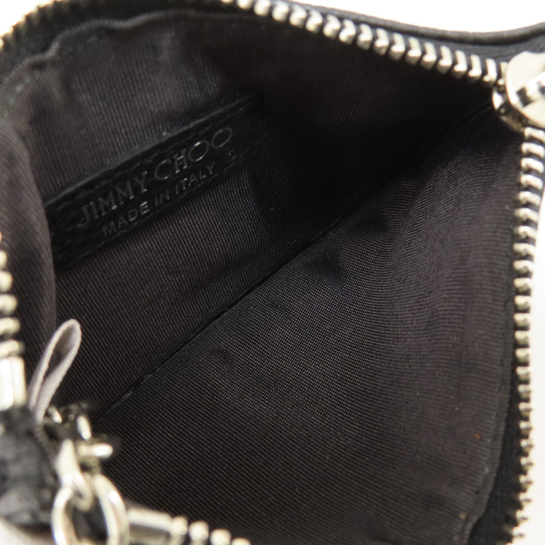 JIMMY CHOO Coin case leather black Star motif Women Used Authentic