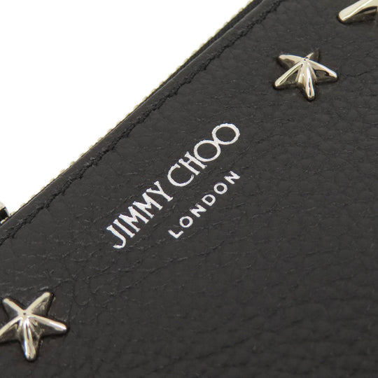 JIMMY CHOO Coin case leather black Star motif Women Used Authentic