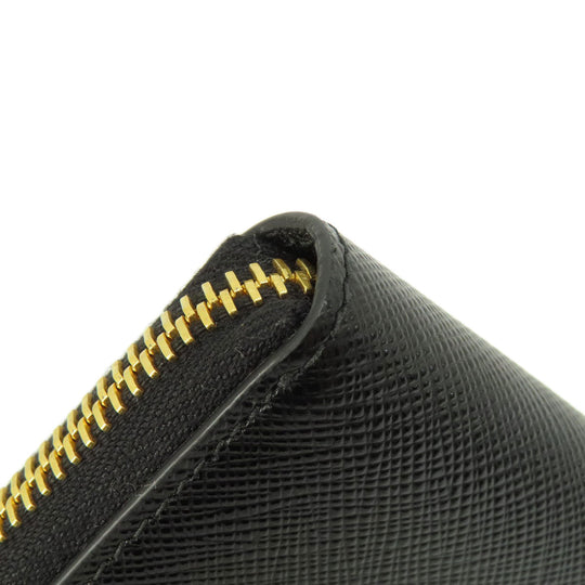 PRADA Coin case leather black Saffiano logoMetal Women(Unisex) Used Authentic