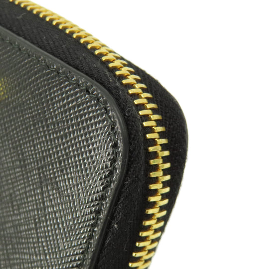 PRADA Coin case leather black Saffiano logoMetal Women(Unisex) Used Authentic