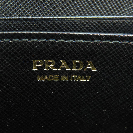 PRADA Coin case leather black Saffiano logoMetal Women(Unisex) Used Authentic