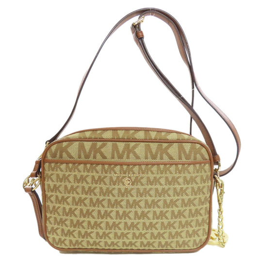 MICHAEL KORS Shoulder Bag canvas Brown MK signature Women Used Authentic