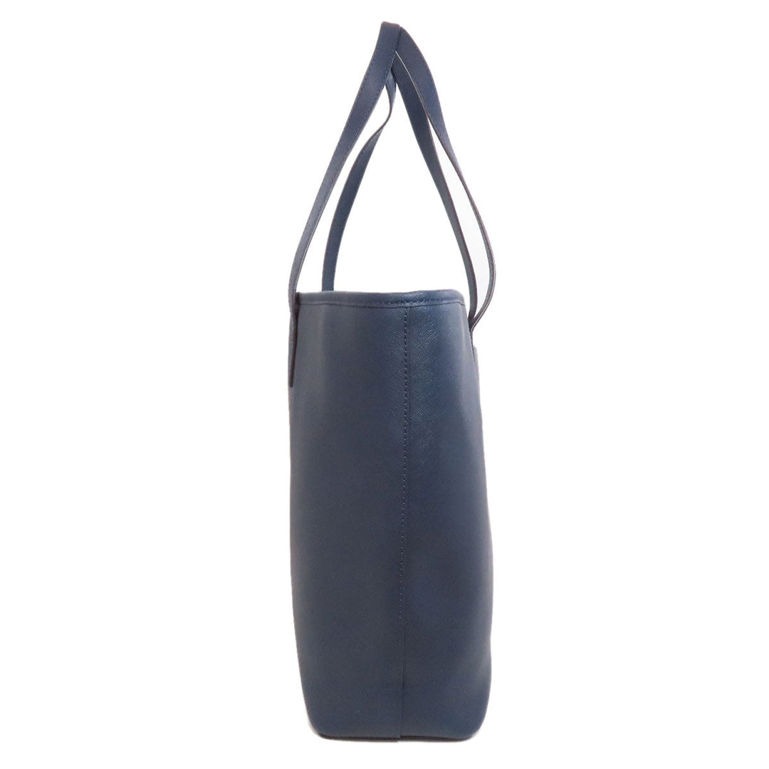 MICHAEL KORS Tote Bag PVC Navy logo Women Used Authentic