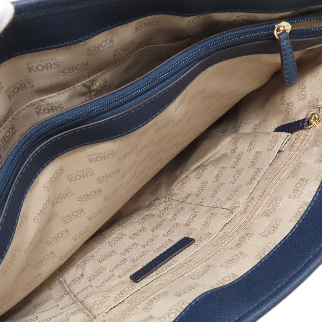 MICHAEL KORS Tote Bag PVC Navy logo Women Used Authentic