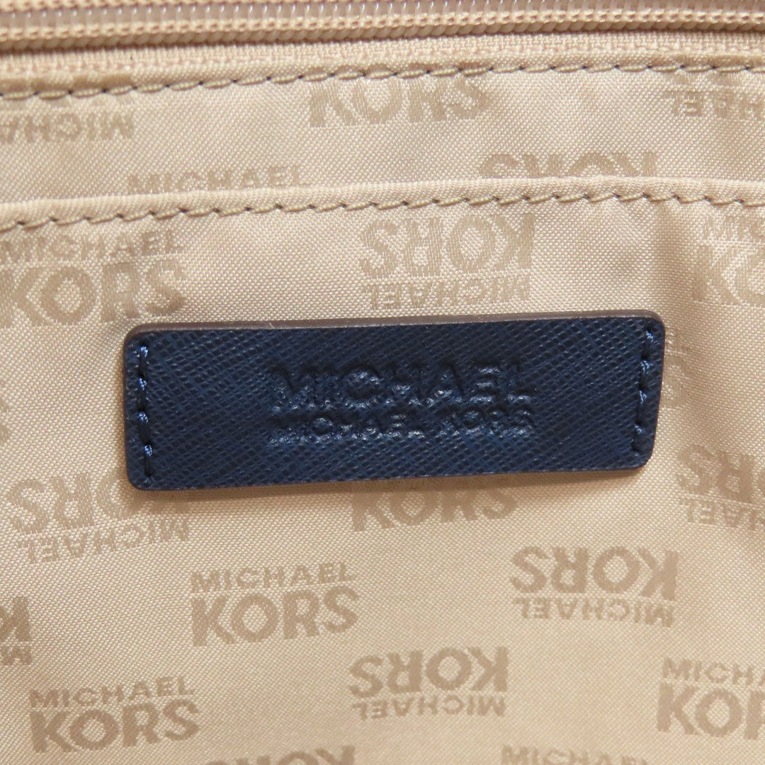 MICHAEL KORS Tote Bag PVC Navy logo Women Used Authentic