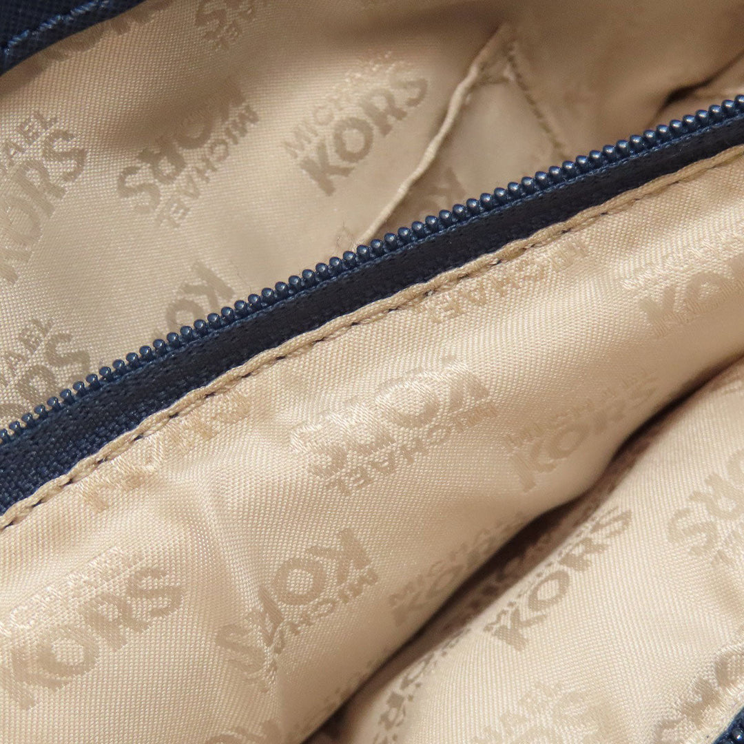 MICHAEL KORS Tote Bag PVC Navy logo Women Used Authentic