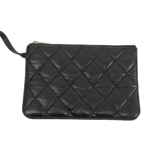 CHANEL Tote Bag lambskin black Matelasse SilverMetal Women Used Authentic