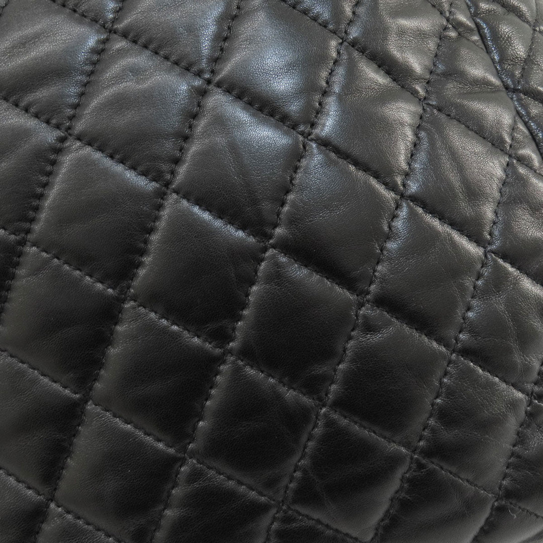 CHANEL Tote Bag lambskin black Matelasse SilverMetal Women Used Authentic