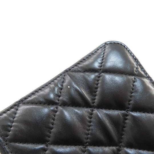 CHANEL Tote Bag lambskin black Matelasse SilverMetal Women Used Authentic