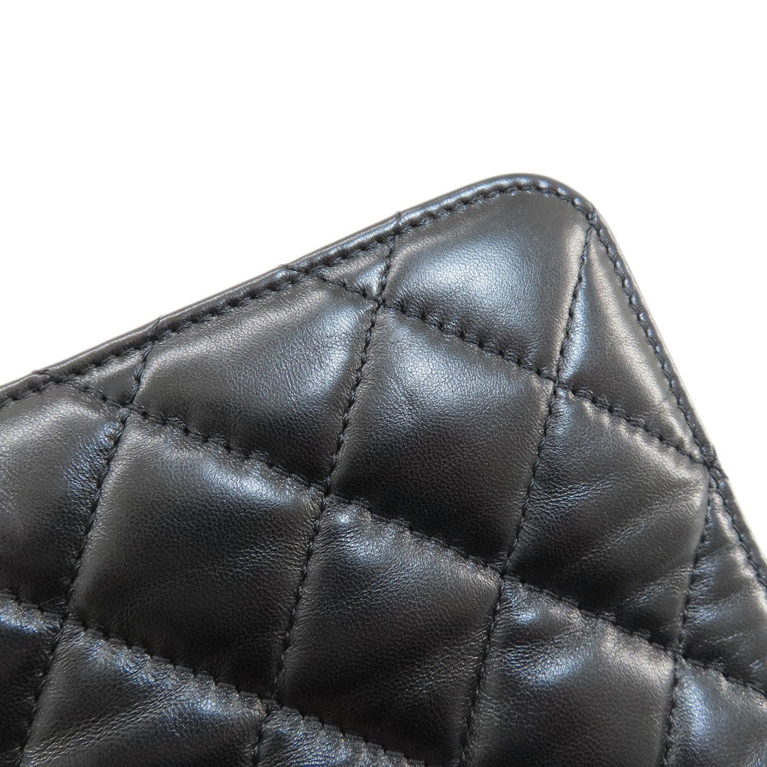 CHANEL Tote Bag lambskin black Matelasse SilverMetal Women Used Authentic