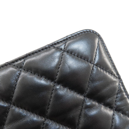 CHANEL Tote Bag lambskin black Matelasse SilverMetal Women Used Authentic
