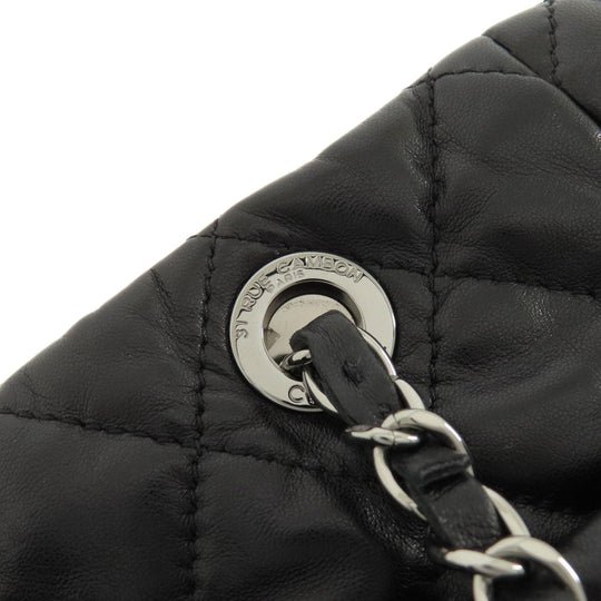 CHANEL Tote Bag lambskin black Matelasse SilverMetal Women Used Authentic