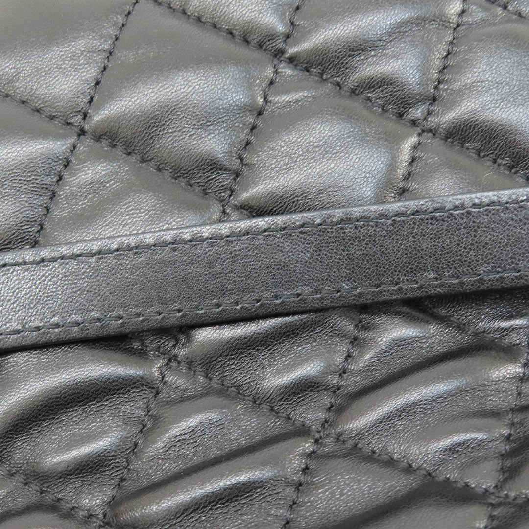 CHANEL Tote Bag lambskin black Matelasse SilverMetal Women Used Authentic
