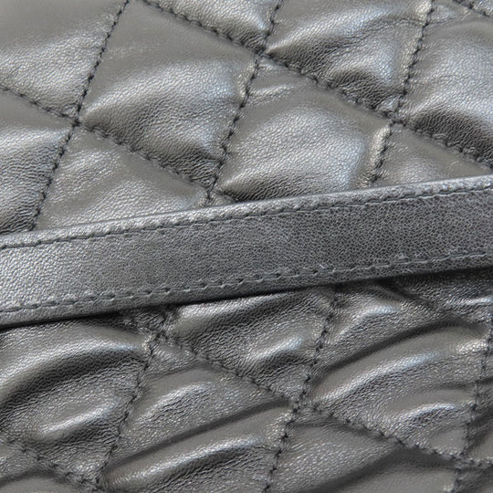 CHANEL Tote Bag lambskin black Matelasse SilverMetal Women Used Authentic