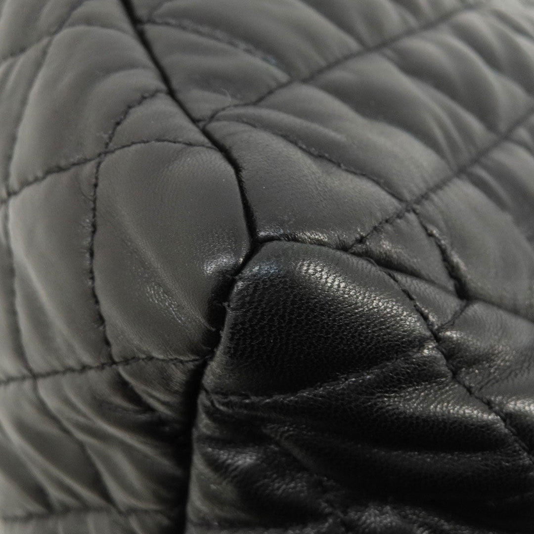 CHANEL Tote Bag lambskin black Matelasse SilverMetal Women Used Authentic